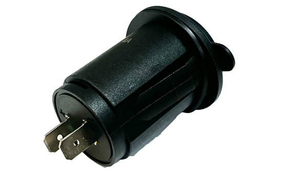 Rear view of a dual USB-A charger with 2.1A shared power capacity, with a LED indicator to show charging status._1