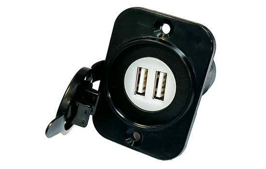 USBA Dual Port Charger, 2.1A Total (Shared Power), LED Indicator with shared power output._0