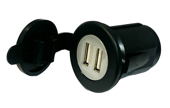 Dual Port 2.1A USB Charging Port with snap-in mounting for easy installation.