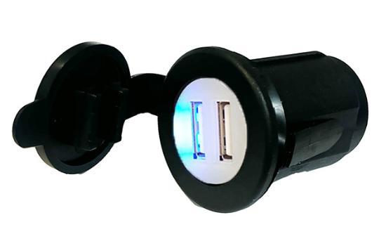 Dual Port 2.1A USB Charging Port with snap-in mounting for easy installation.